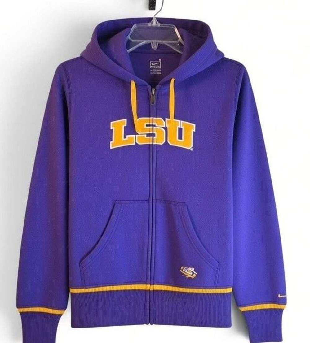 Nike Team LSU Tigers Purple Gold Full-Zip Hoodie Sweatshirt Women's S